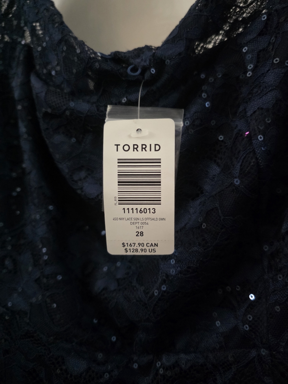 NWT Torrid Navy Lace Sequin Women's Evenining Gown